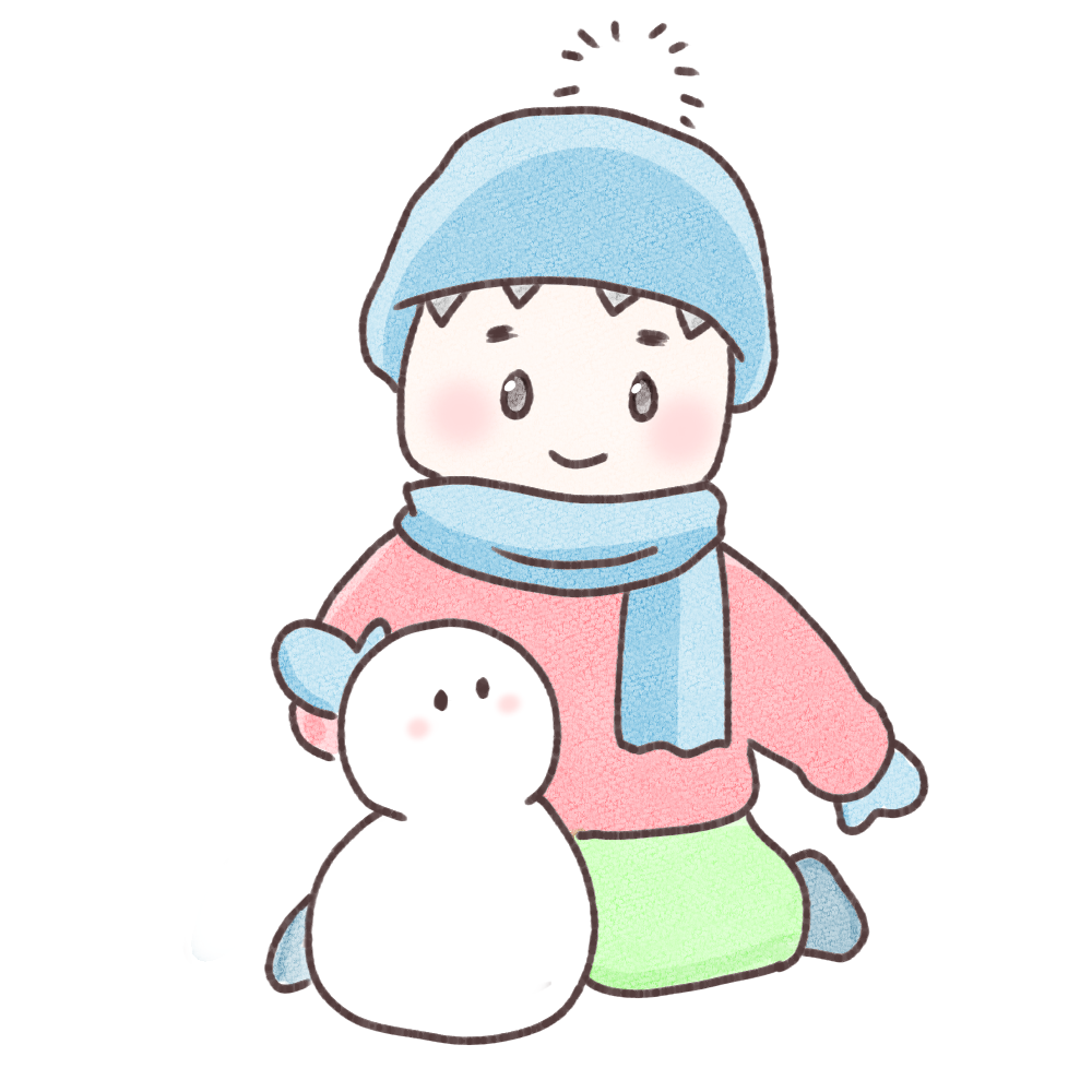 雪遊びをする男の子