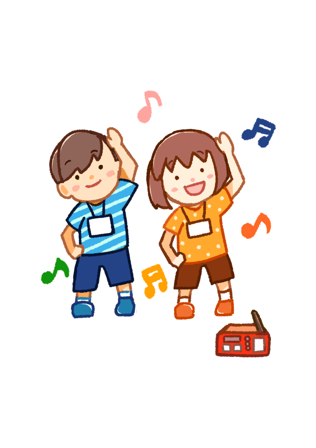 ラジオ体操をする子どもたち|イラスト