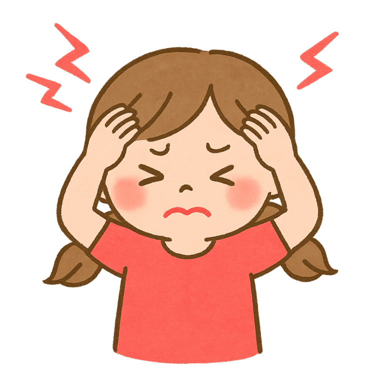 頭が痛い・頭痛の子ども|イラスト