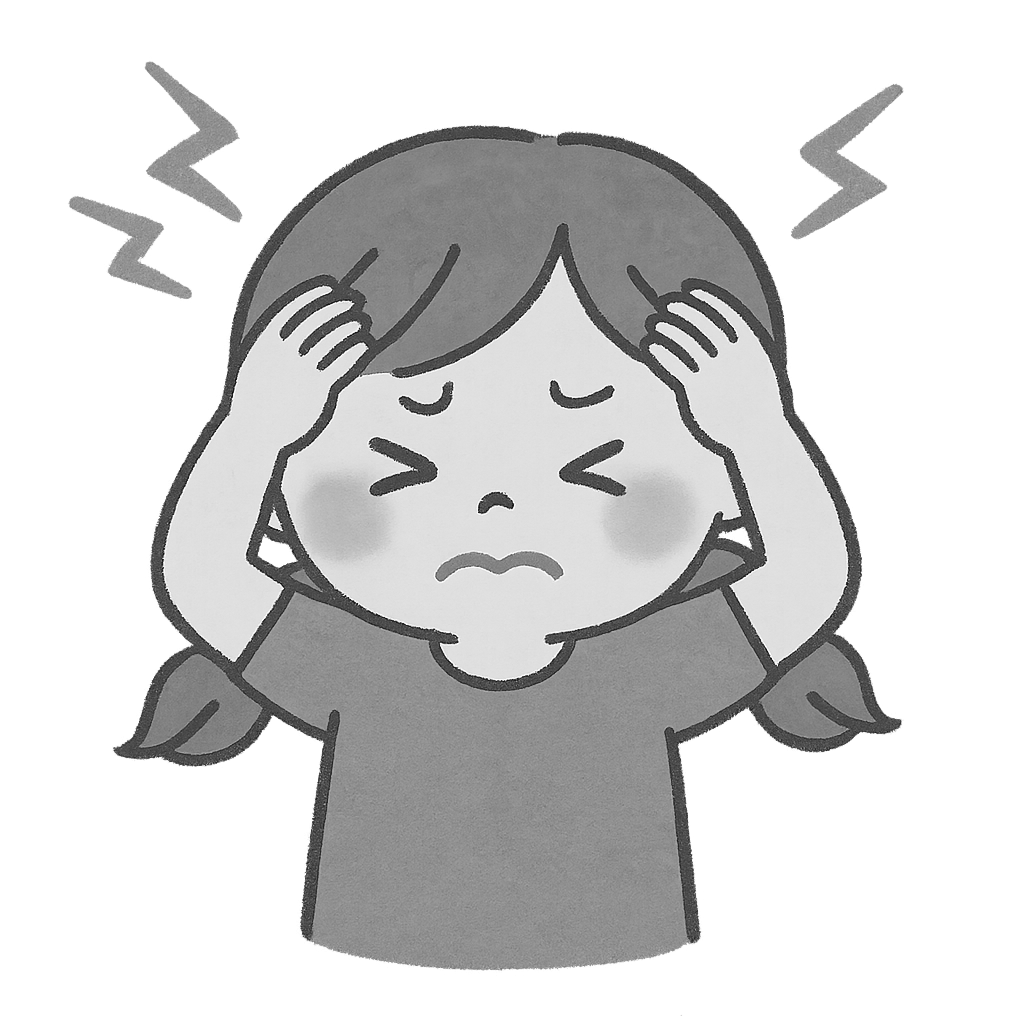 頭が痛い・頭痛の子ども|イラスト