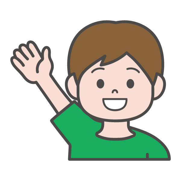 手を挙げる男の子（挙手）