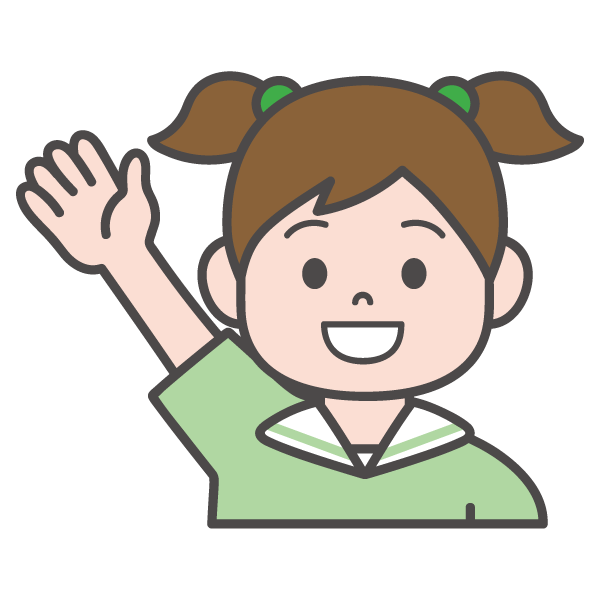 手を挙げる女の子（挙手）