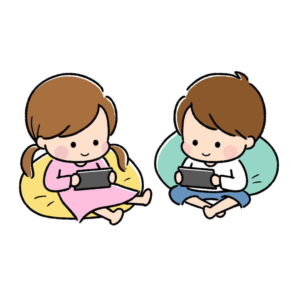 家でゲームをするこども