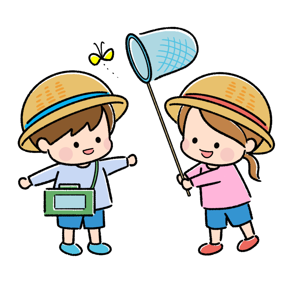 虫取りをするこども