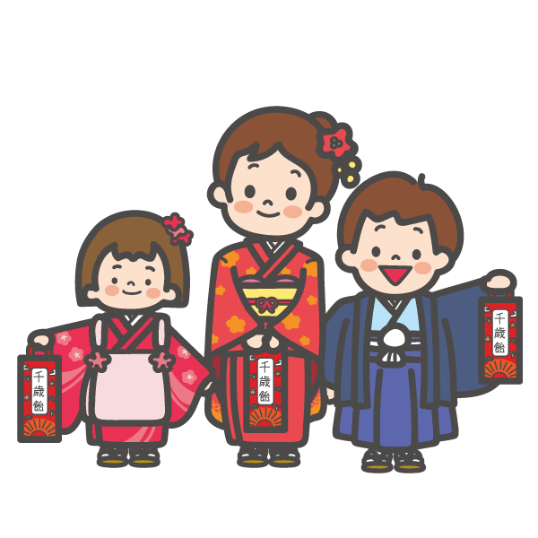 七五三の着物姿の子どもたち