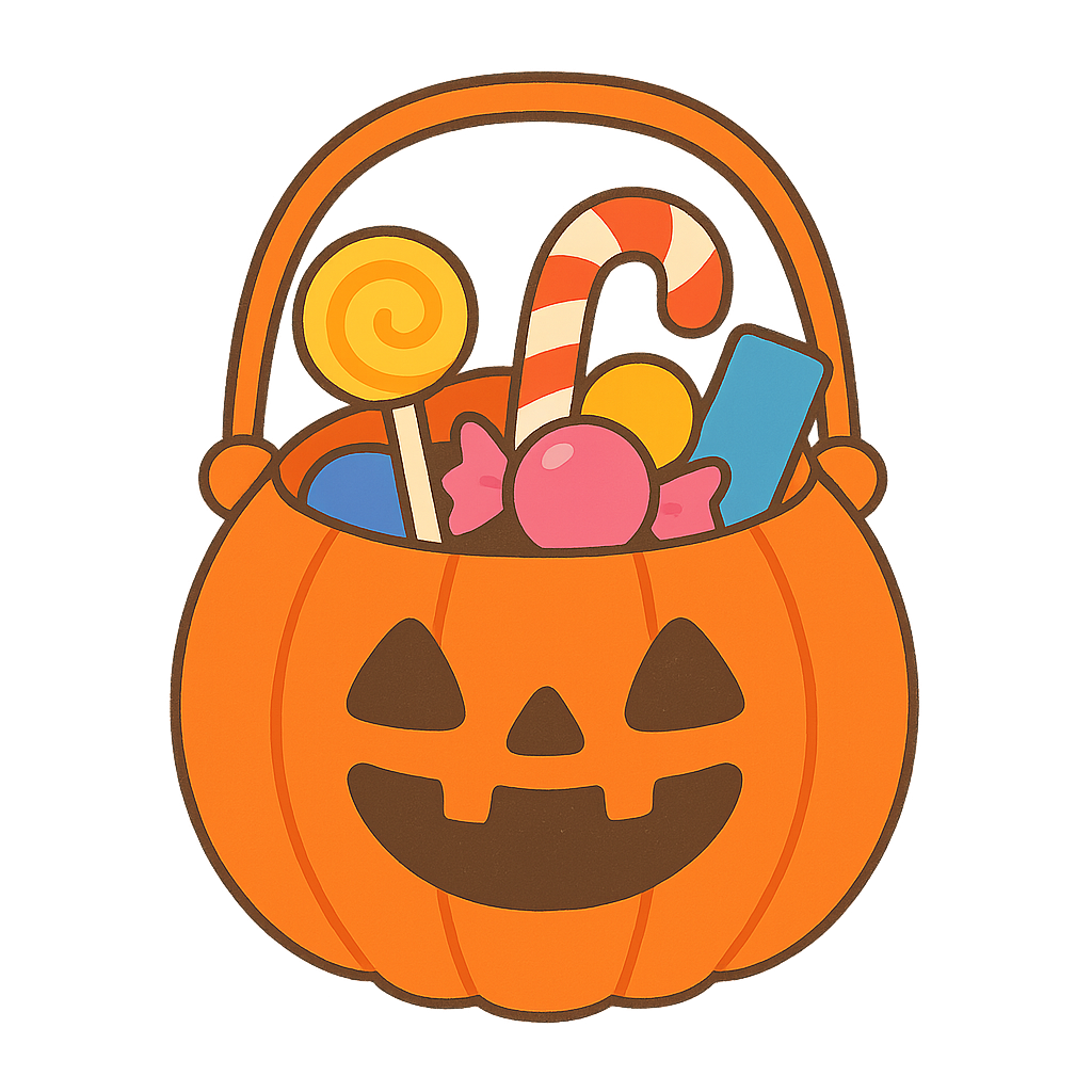 お菓子の入ったカボチャのバスケット