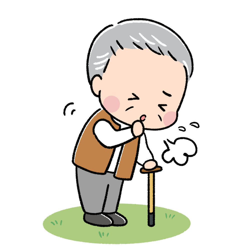 咳をするシニア（おじいちゃん）