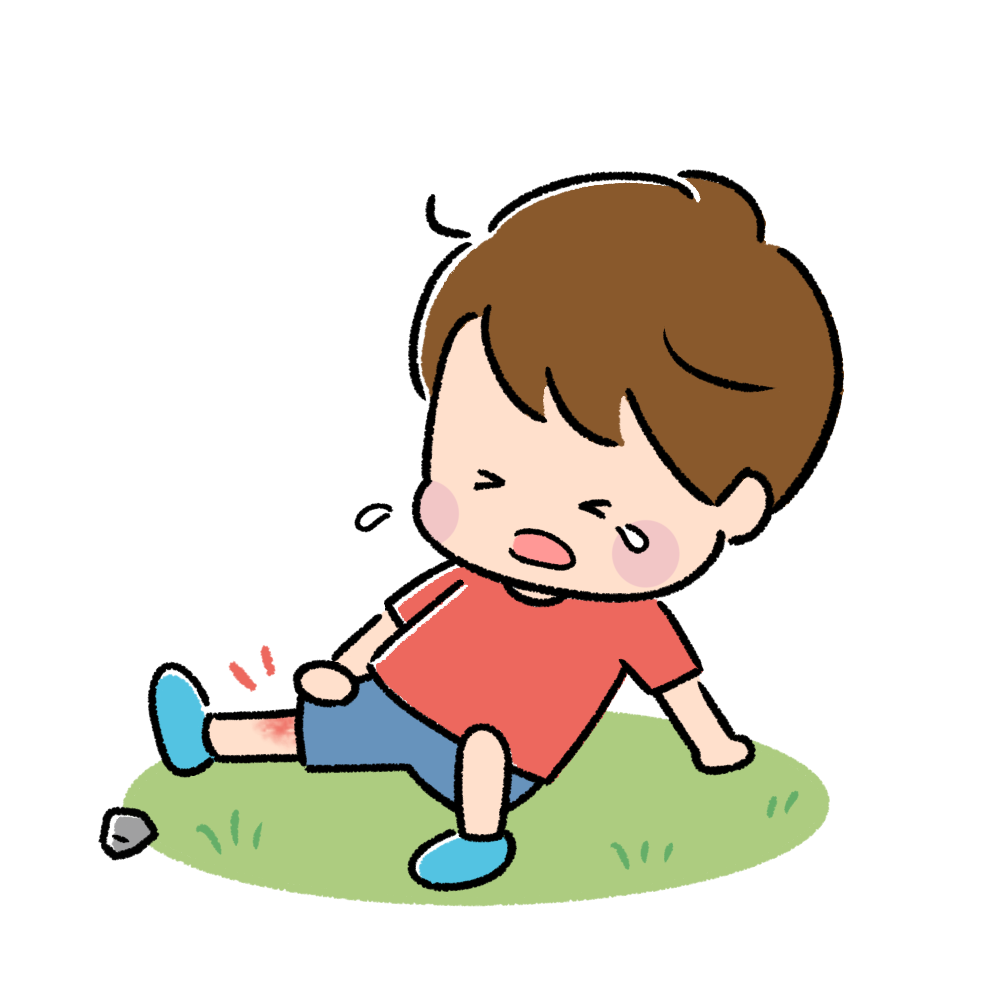 転んで足を怪我してた子ども