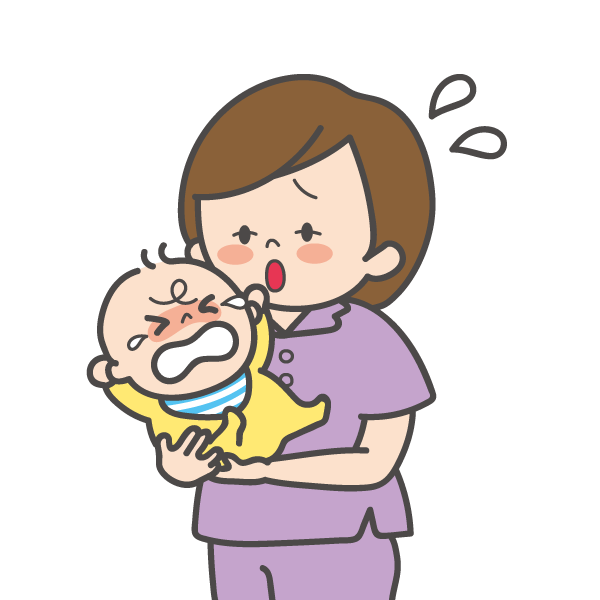 寝ぐずり・泣いている子ども困った顔のお母さん