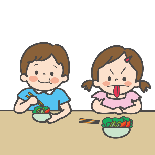 野菜を食べる子どもと食べない子ども