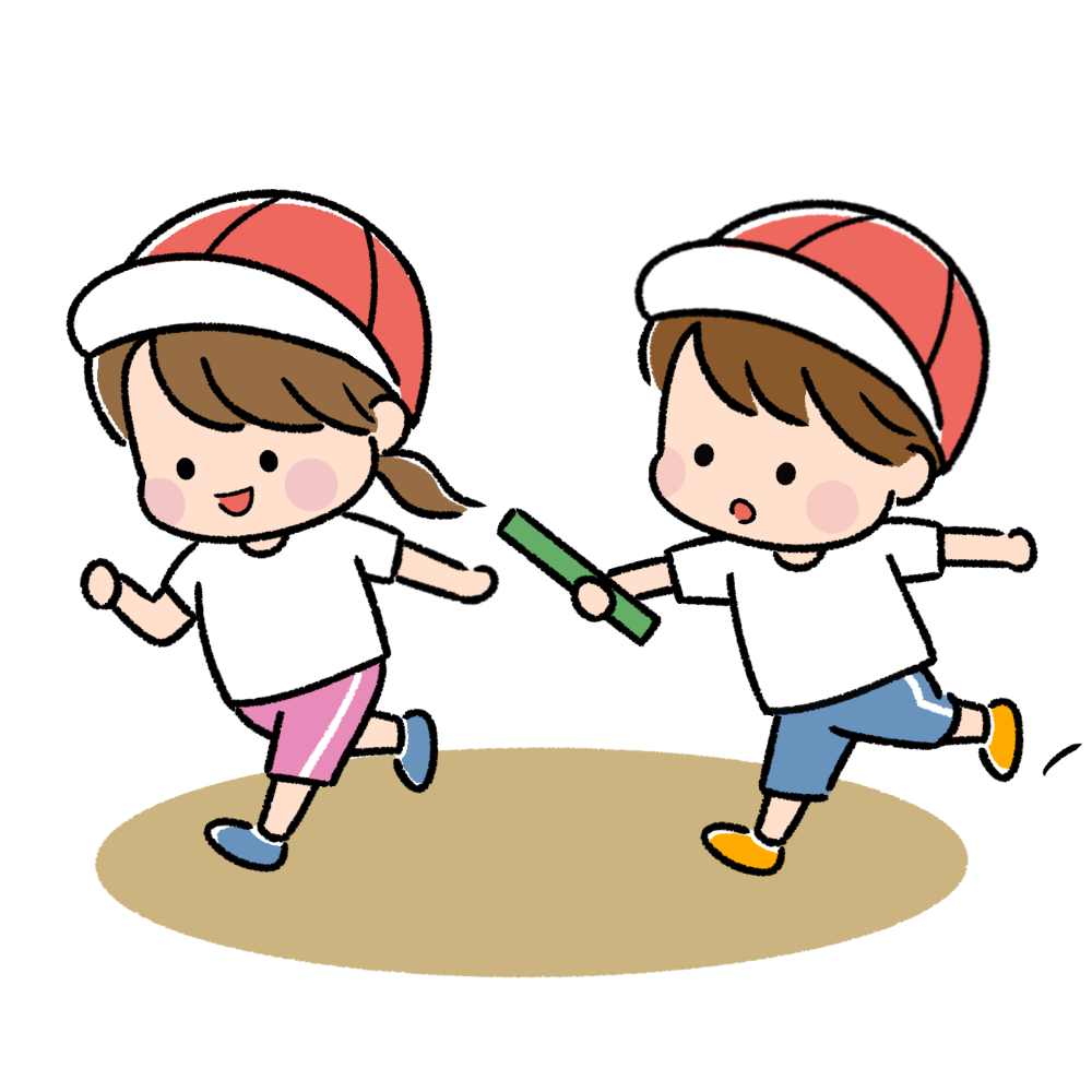 運動会でリレーをしている様子