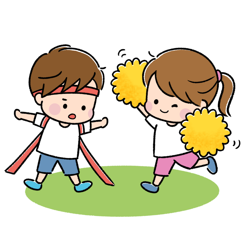 運動会で応援をしている様子